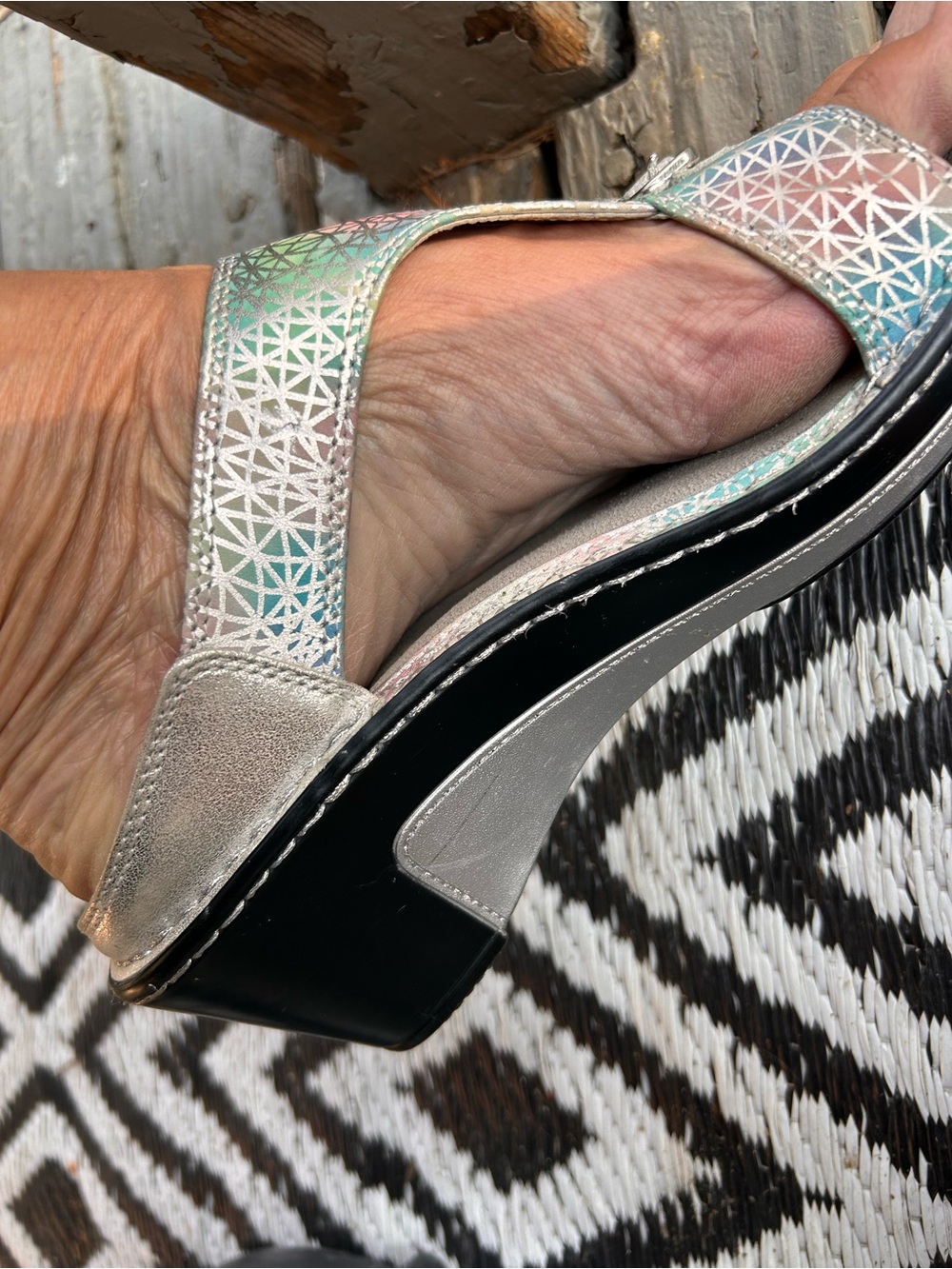 Alegria sandals, pink, and blue open back - Picture 7 of 16
